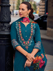 Nakshatra Teal Readymade Silk Suit