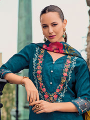 Nakshatra Teal Readymade Silk Suit