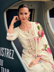 Nakshatra White Readymade Silk Suit