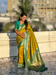 Nakshatra Green Paithani Silk Saree
