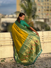 Nakshatra Green Paithani Silk Saree