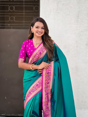 Nakshatra Sea Green Paithani Silk Saree