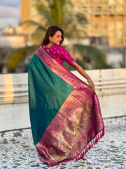 Nakshatra Sea Green Paithani Silk Saree
