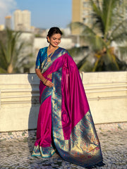 Nakshatra Magenta Paithani Silk Saree