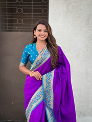 Nakshatra Lavender Paithani Silk Saree