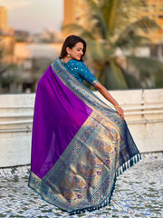 Nakshatra Lavender Paithani Silk Saree