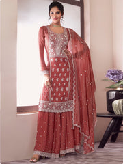 Nakshatra Orange Partywear Sharara Suit