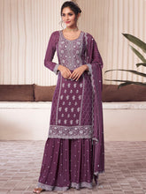 Nakshatra Purple Partywear Sharara Suit