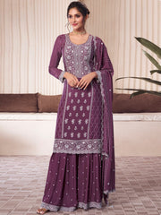 Nakshatra Purple Partywear Sharara Suit