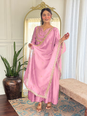 Nakshatra Pink Colored Silk Suit