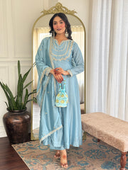 Nakshatra Sky Blue Colored Silk Suit