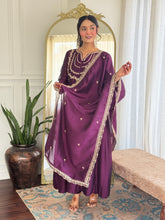 Nakshatra Wine Colored Silk Suit