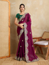 Nakshatra Purple Chiffon Saree