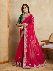 Nakshatra Pink Chiffon Saree