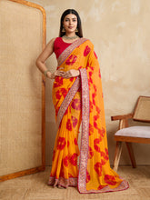 Nakshatra Bandhini Print Yellow Saree