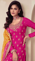 Nakshatra Pink Embroidered Palazzo Suit