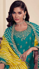 Nakshatra Sea Green Embroidered Palazzo Suit