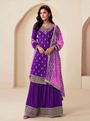 Nakshatra Purple Embroidered Palazzo Suit