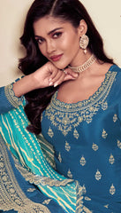 Nakshatra Blue Embroidered Palazzo Suit