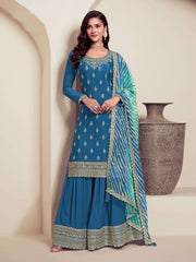 Nakshatra Blue Embroidered Palazzo Suit