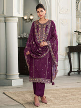 Nakshatra Purple Partywear Silk Suit