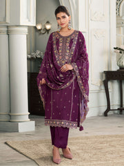 Nakshatra Purple Partywear Silk Suit