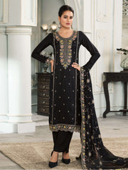 Nakshatra Black Partywear Silk Suit