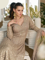 Nakshatra Beige Bridal Wear Palazzo Set