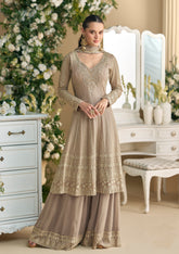 Nakshatra Beige Bridal Wear Palazzo Set