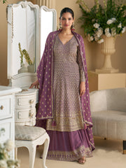 Nakshatra Purple Bridal Wear Palazzo Set