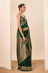Nakshatra Green Dola Silk Saree
