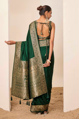 Nakshatra Green Dola Silk Saree