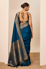 Nakshatra Teal Blue Dola Silk Saree