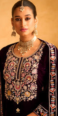 Nakshatra Purple Velvet Suit