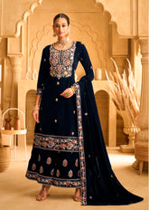 Nakshatra Blue Velvet Suit