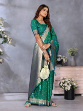 Nakshatra Rama Green Banarsi Silk Saree