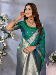 Nakshatra Rama Green Banarsi Silk Saree