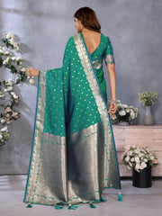 Nakshatra Rama Green Banarsi Silk Saree