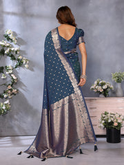 Nakshatra Teal Blue Banarsi Silk Saree