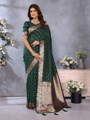 Nakshatra Teal Green Banarsi Silk Saree