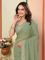 Nakshatra Pista Organza Saree