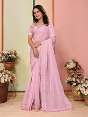 Nakshatra Pink Organza Saree