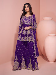 Nakshatra Blue Heavy Partywear Sharara Suit