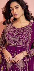 Nakshatra Purple Heavy Partywear Sharara Suit