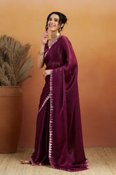 Nakshatra Wine Color Ready to Wear Saree