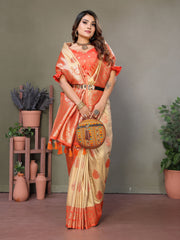 Nakshatra Orange Viscose Silk Saree