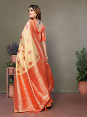 Nakshatra Orange Viscose Silk Saree