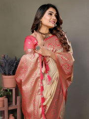 Nakshatra Pink Viscose Silk Saree