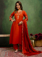 Nakshatra Rust Silk Readymade Suit