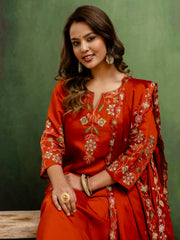 Nakshatra Rust Silk Readymade Suit